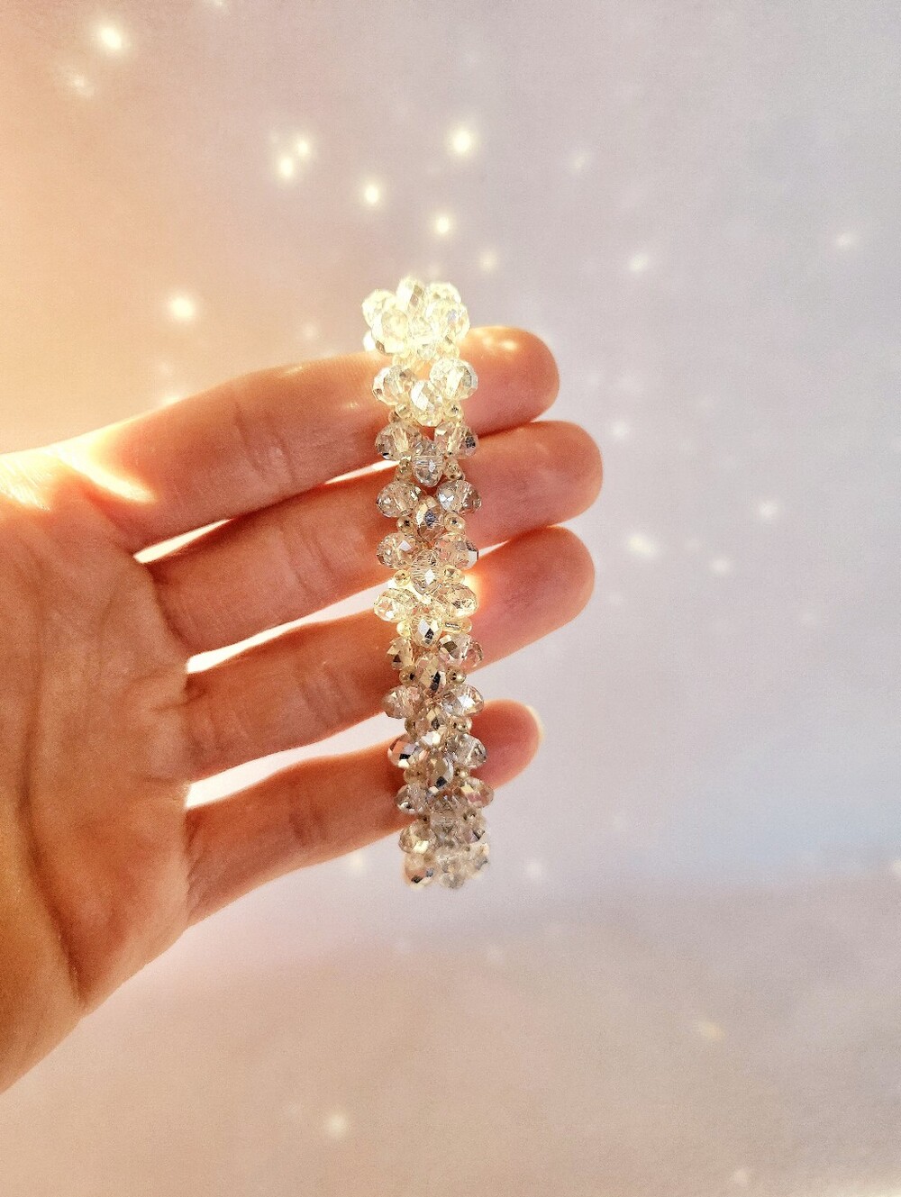 Clear Lucite Beaded Bracelet with Magnetic Clasp